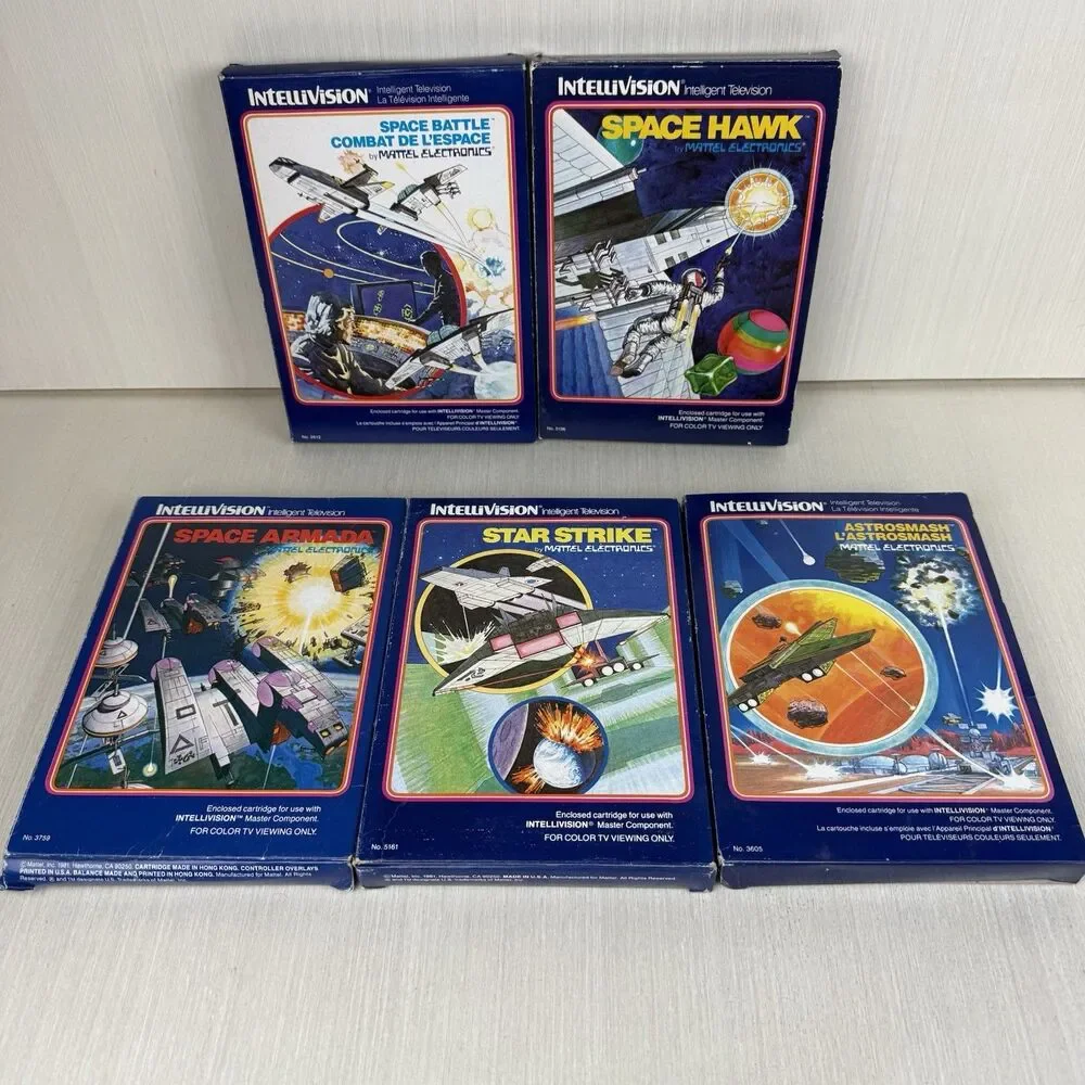 Lot of 5 Intellivision Complete Games w/ Manuals Overlays Vintage 1980s